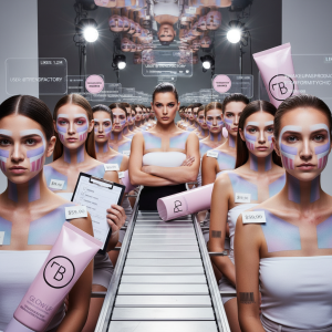 makeup body art shown as identical influencer templates and branded designs, highlighting conformity and commercialization