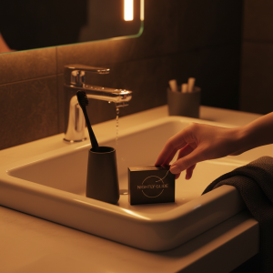 Dental floss container with string pulled out, symbolizing daily flossing habits in America.