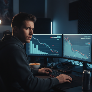 Streamer dashboard with viewer metrics declining after Twitch viewbot crackdown