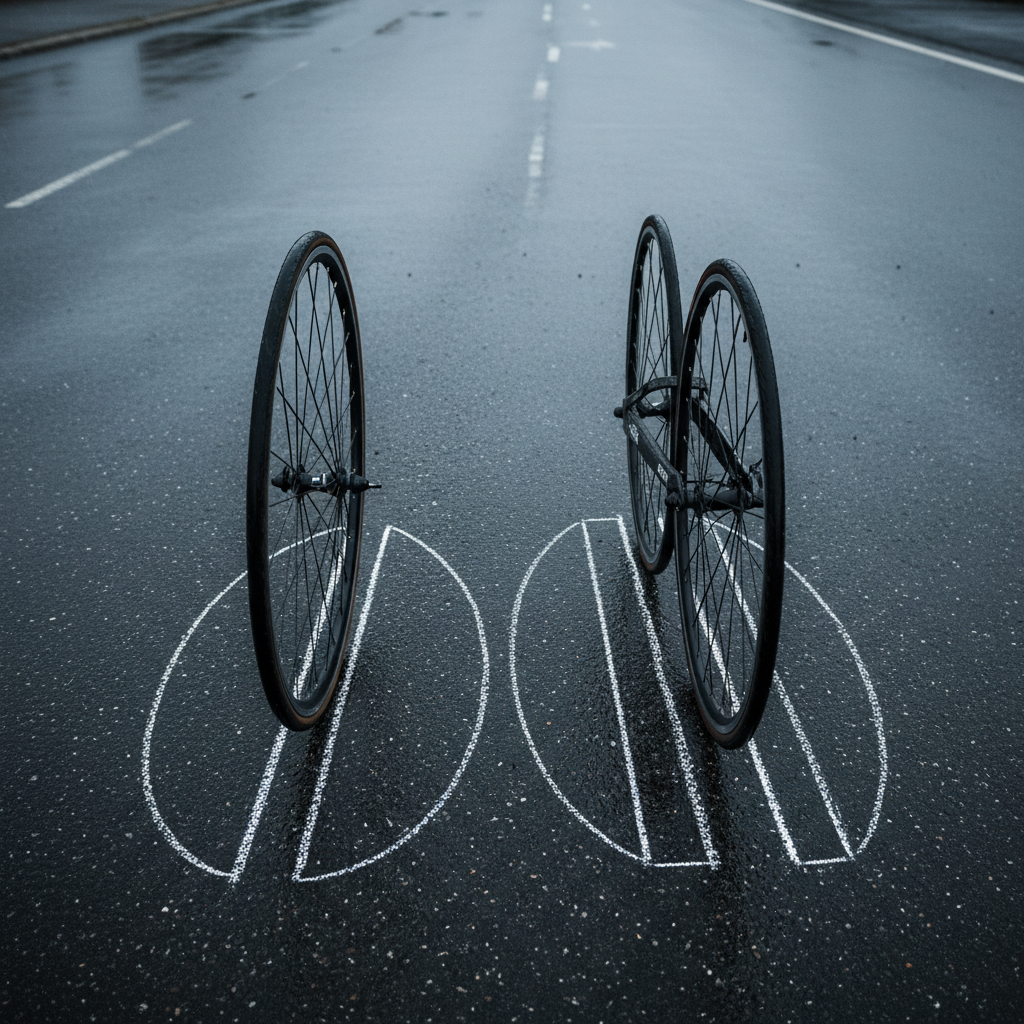 Top-down view comparing single tire and twin skinny tire contact patches